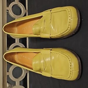 Olive green wedge loafer